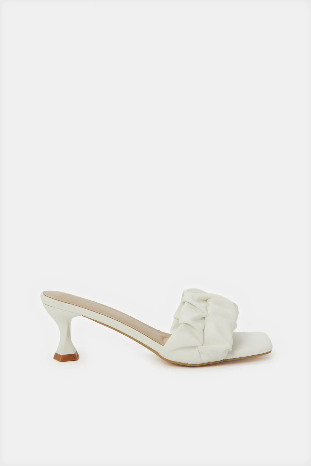 Women White textured Block Heel Mule sold by Redtag