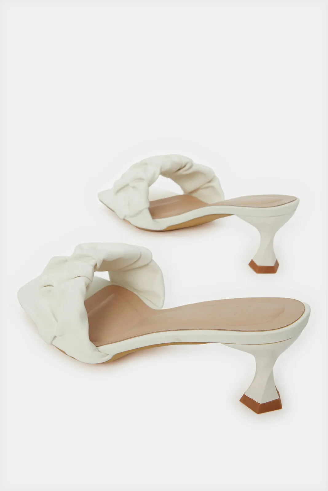 Women White textured Block Heel Mule sold by Redtag product image thumbnail 4