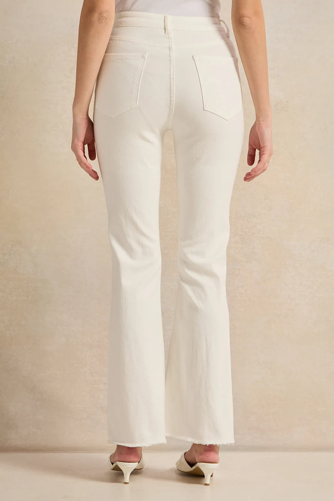 Women White 5-Pocket Flared Denim Jeans sold by Redtag product image thumbnail 3