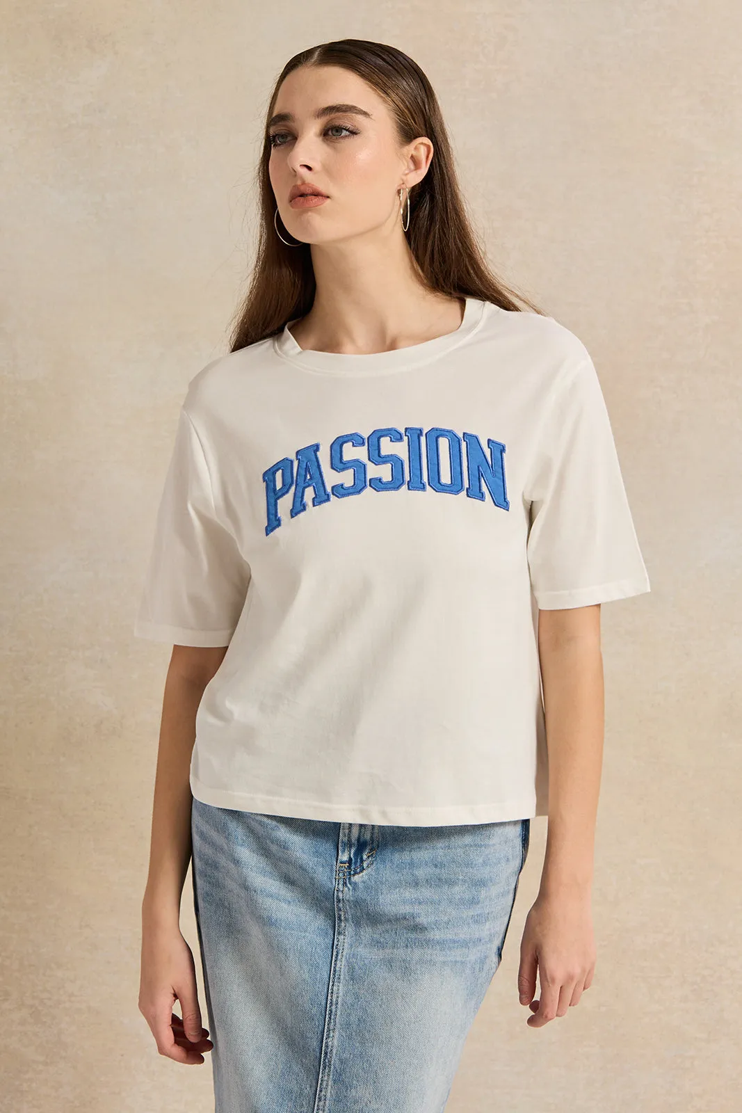 Women White Embroidered T-Shirt sold by Redtag