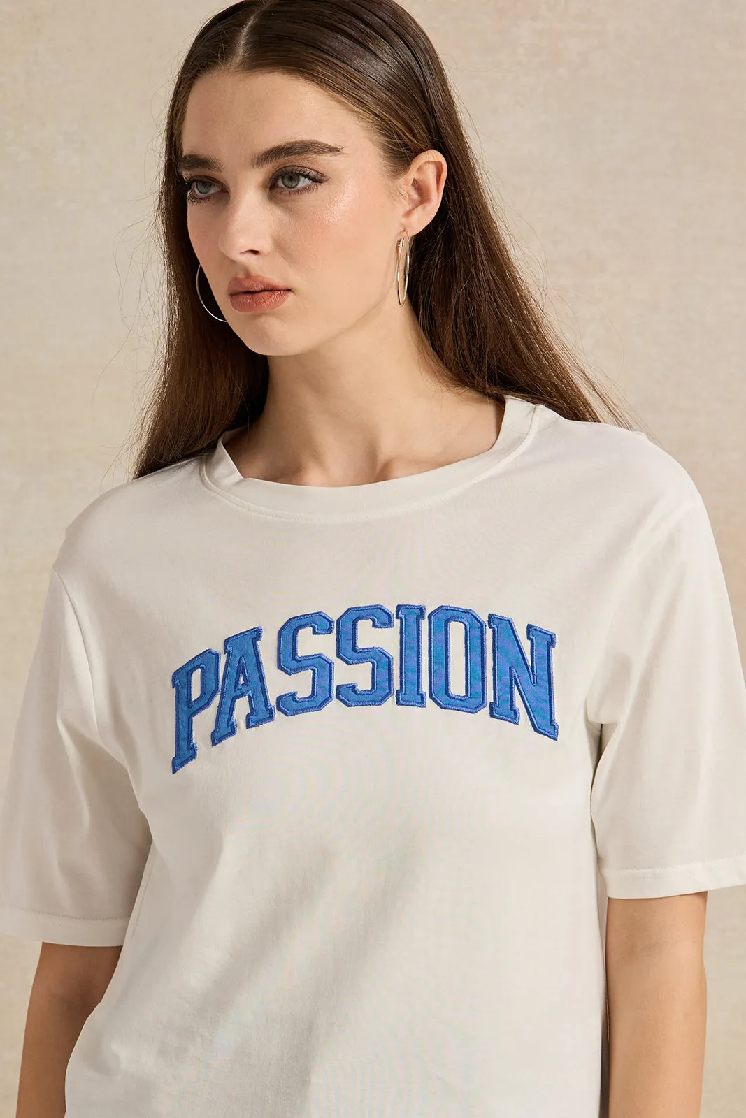 Women White Embroidered T-Shirt sold by Redtag product image thumbnail 3