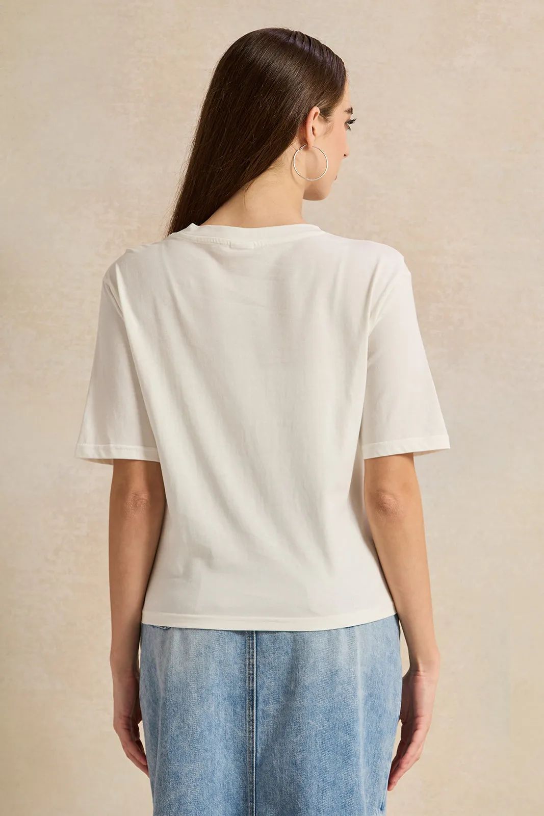 Women White Embroidered T-Shirt sold by Redtag product image thumbnail 4