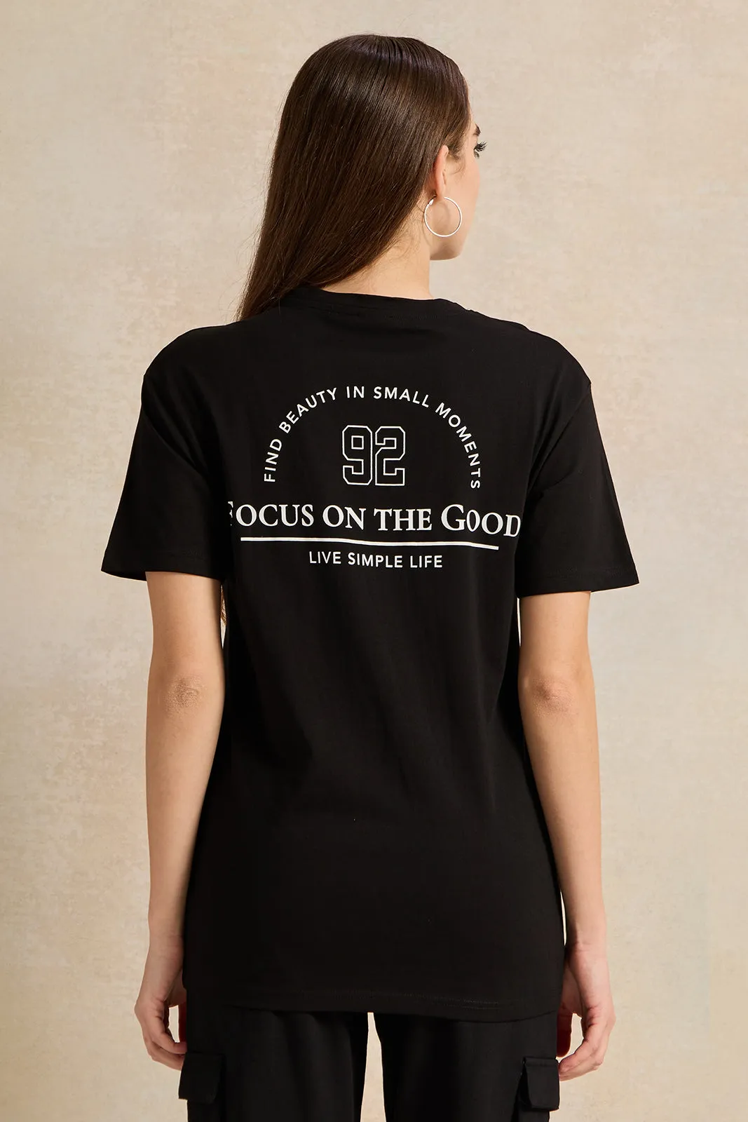 Women Black Oversize Printed T-Shirt sold by Redtag product image thumbnail 3