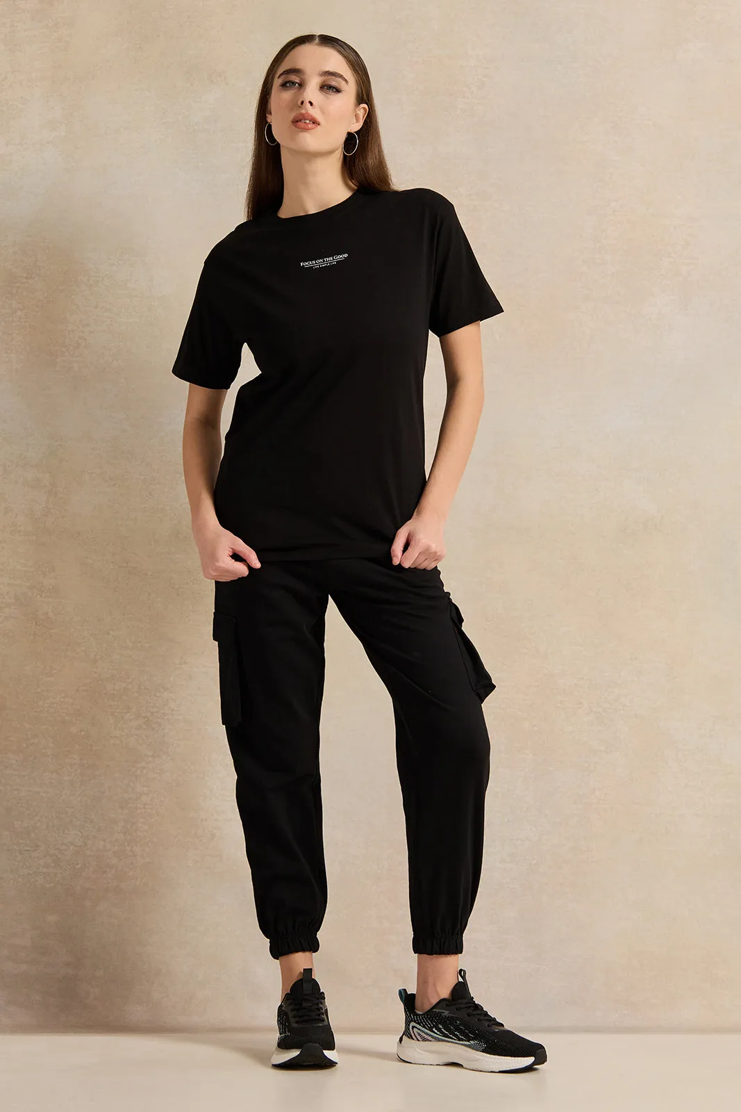 Women Black Oversize Printed T-Shirt sold by Redtag product image thumbnail 2