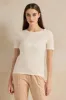 Women Cream Basic Crew Neck T-Shirt sold by Redtag