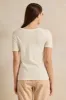Women Cream Basic Crew Neck T-Shirt sold by Redtag