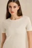 Women Cream Basic Crew Neck T-Shirt sold by Redtag