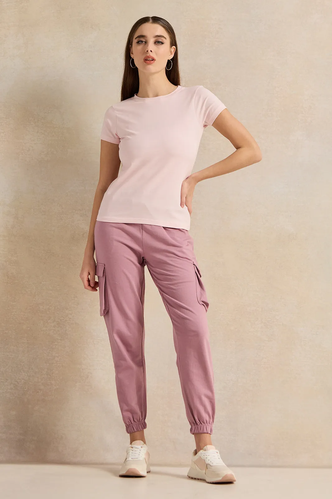 Women Pink Basic Crew Neck T-Shirt sold by Redtag product image thumbnail 2
