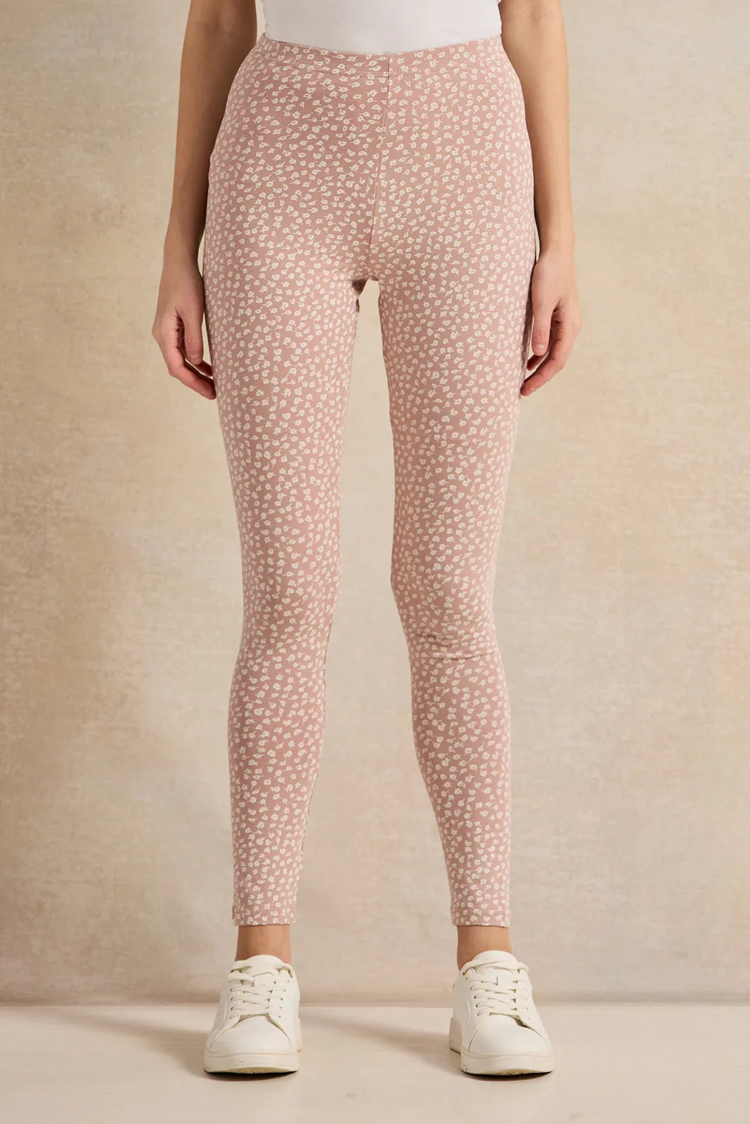 Women Pink Printed Leggings sold by Redtag