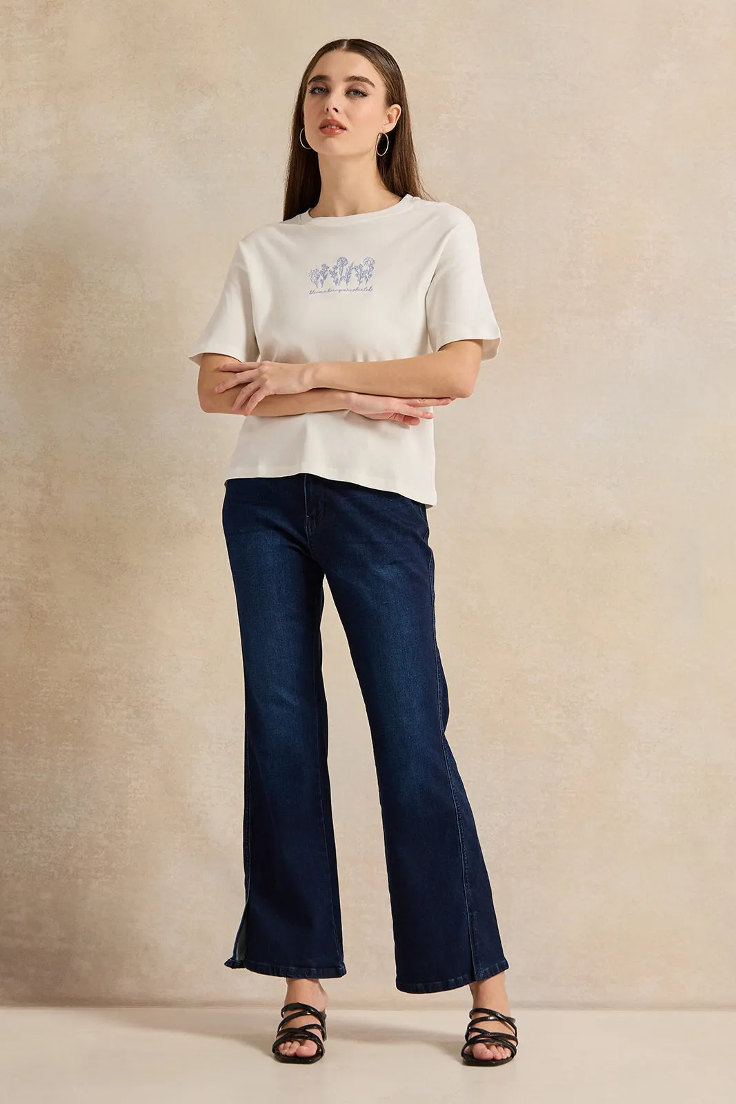 Women Navy Flare Fit Jeans sold by Redtag product image thumbnail 2