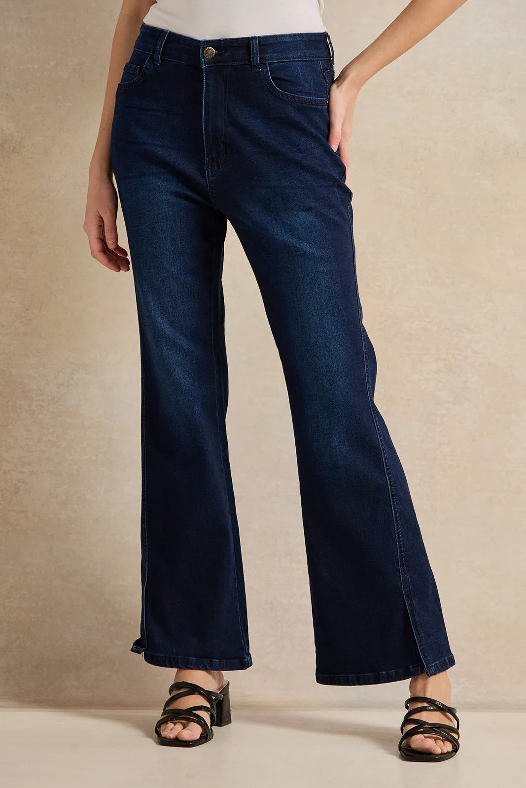 Women Navy Flare Fit Jeans sold by Redtag