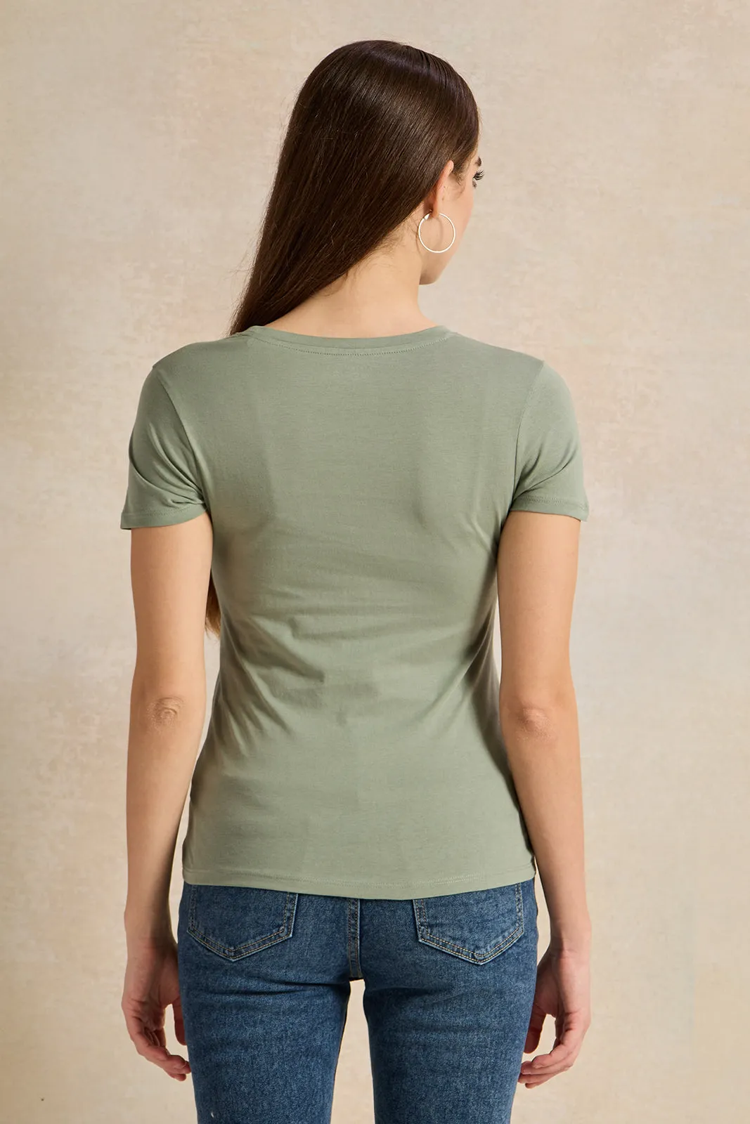 Women Green Printed T-Shirt sold by Redtag product image thumbnail 3