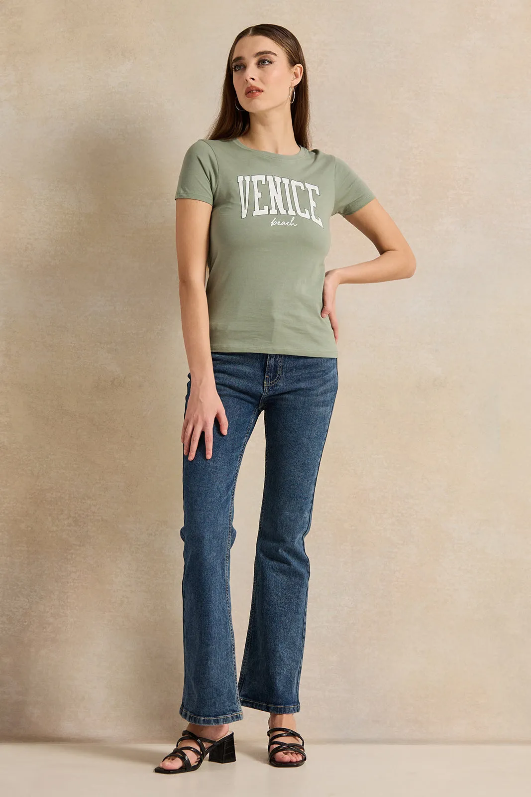 Women Green Printed T-Shirt sold by Redtag product image thumbnail 2