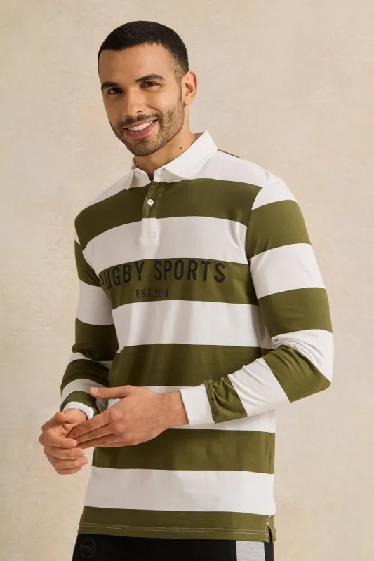 Men Green And White Casual Polo T-shirt sold by Redtag
