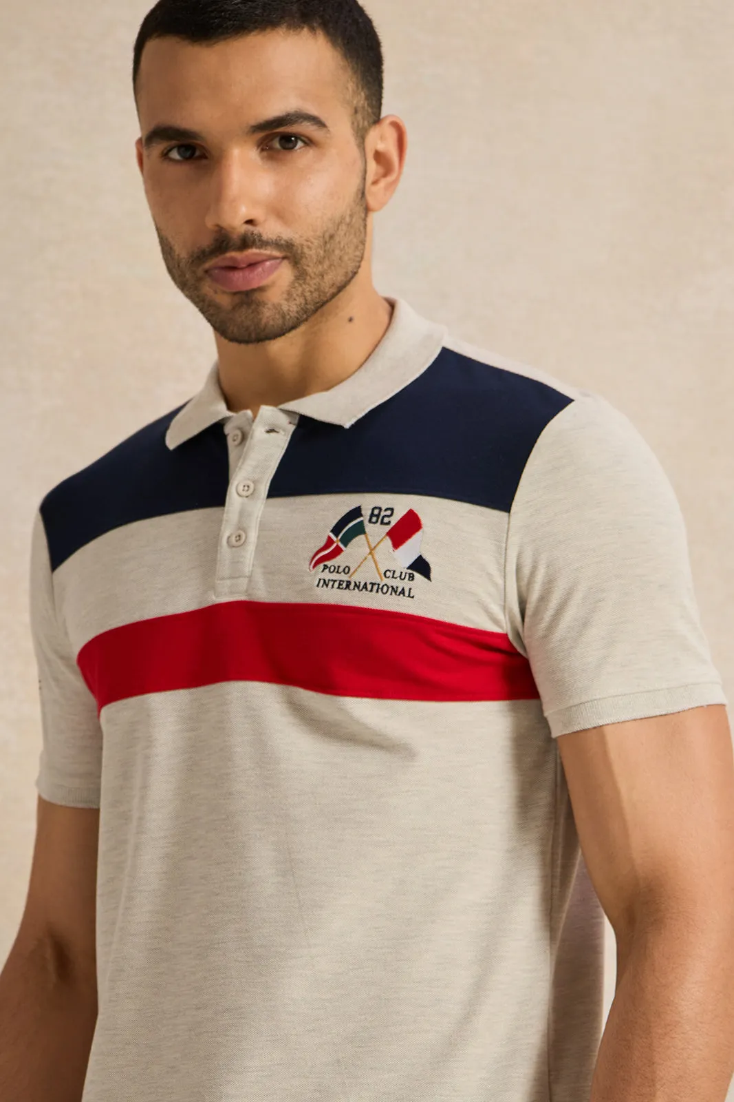 Men Grey Casual Polo T-shirt sold by Redtag product image thumbnail 4