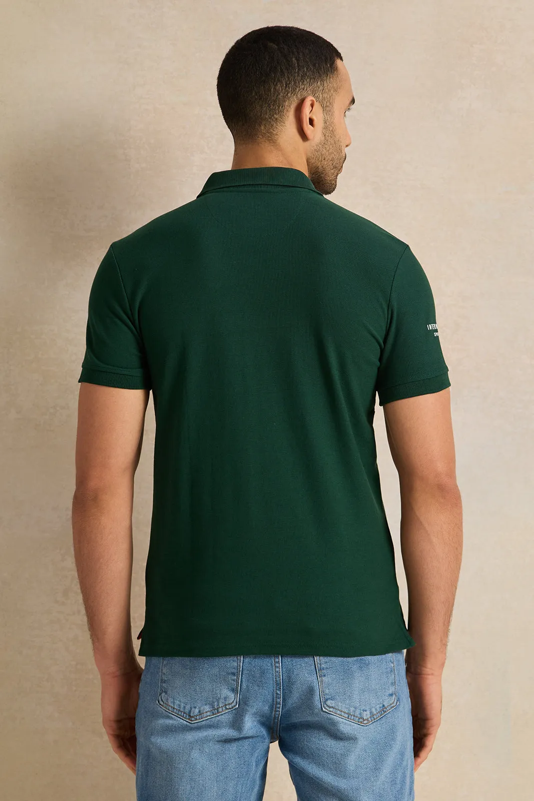 Men Green Casual Polo T-shirt sold by Redtag product image thumbnail 3