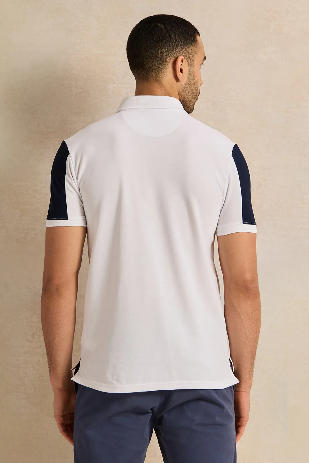 Men White Casual Polo T-shirt sold by Redtag product image thumbnail 3