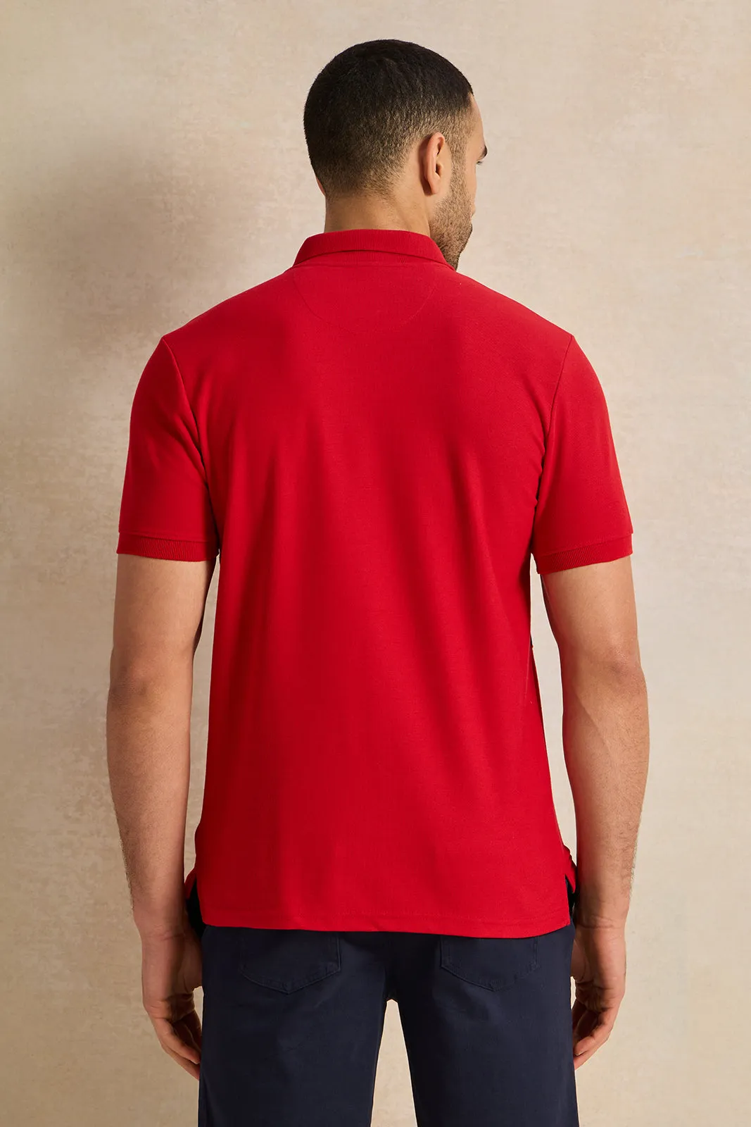 Men Red Casual Polo T-shirt sold by Redtag product image thumbnail 3