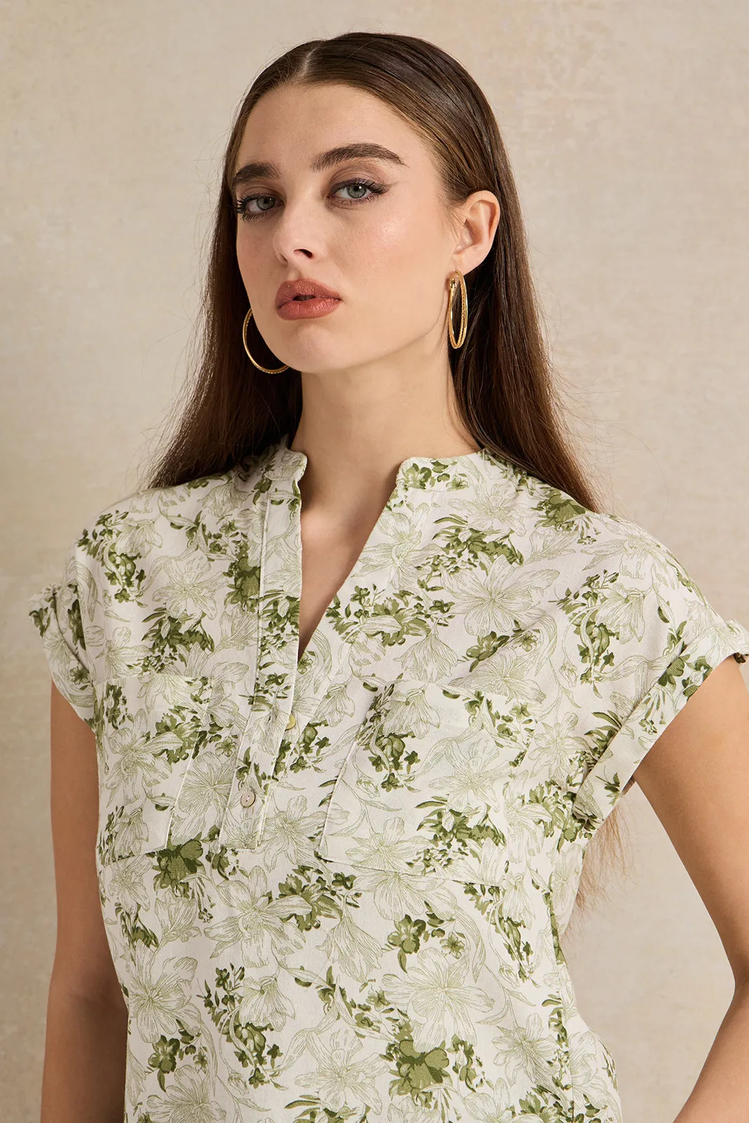 Women Green Floral Print Top sold by Redtag product image thumbnail 4