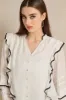 Women Ivory Contrast Edge Ruffle Blouse sold by Redtag