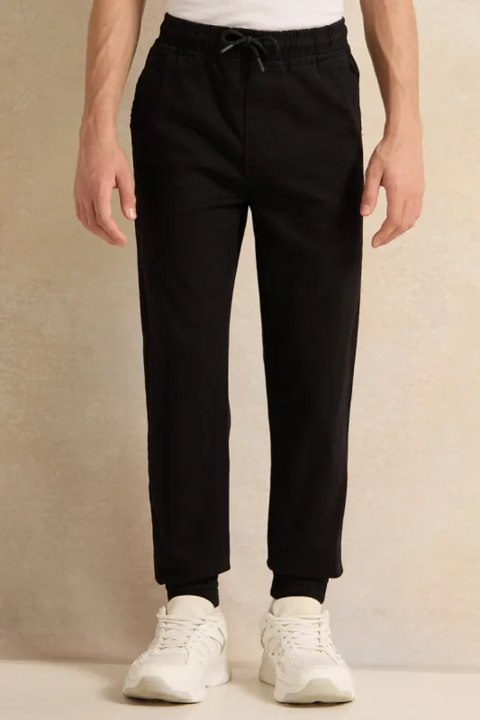 Senior  Boys Black Basic Pull On Joggers sold by Redtag