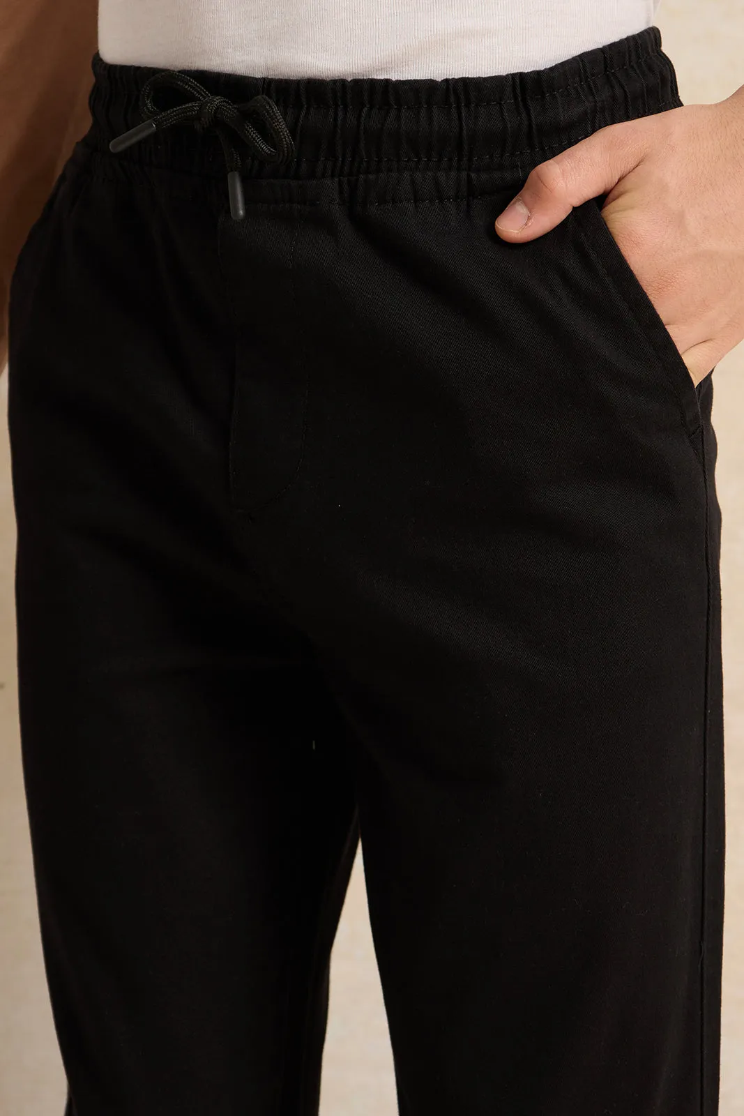 Senior Boys Black Basic Pull On Joggers sold by Redtag product image thumbnail 4