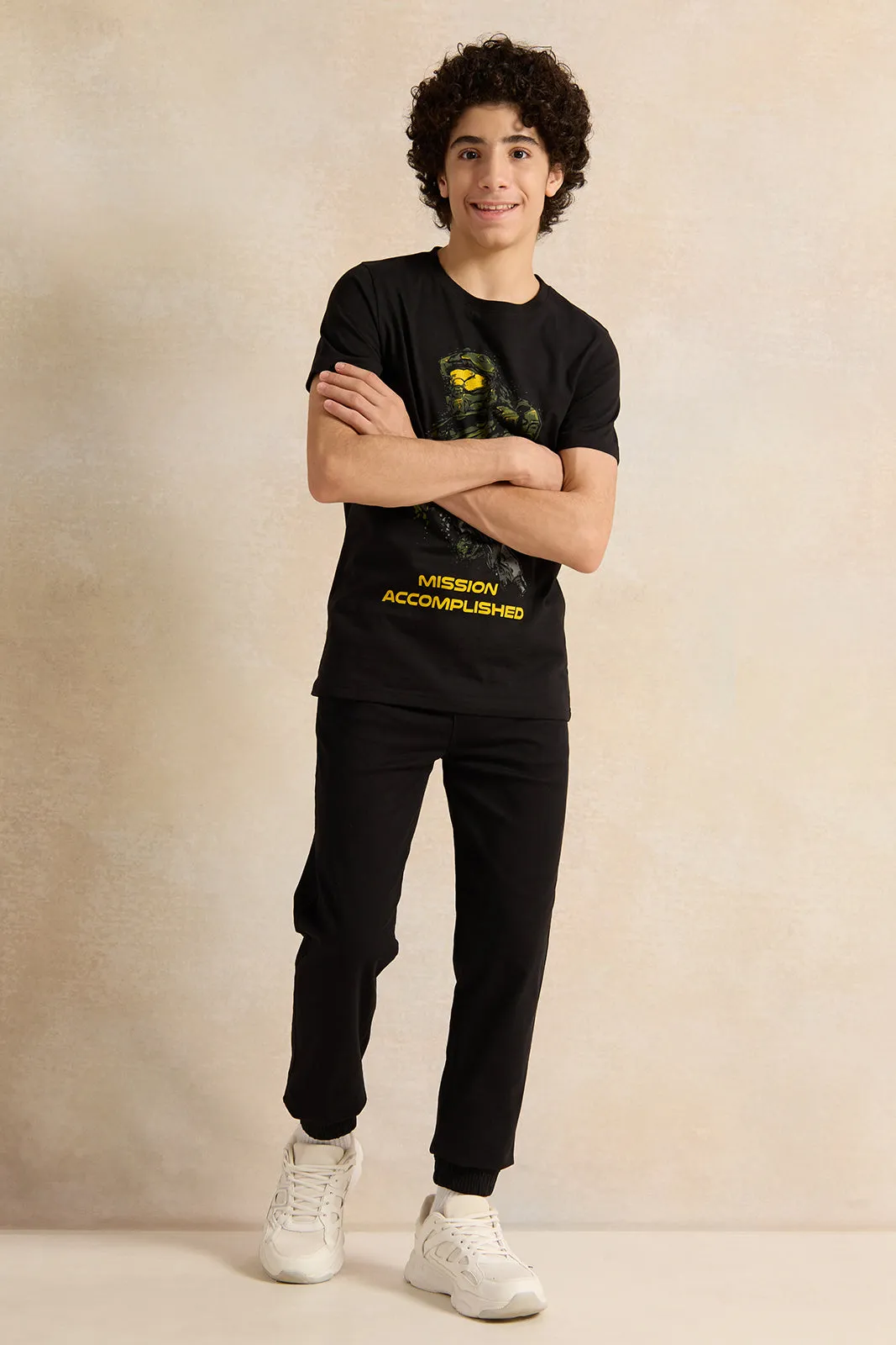 Senior Boys Black Basic Pull On Joggers sold by Redtag product image thumbnail 2