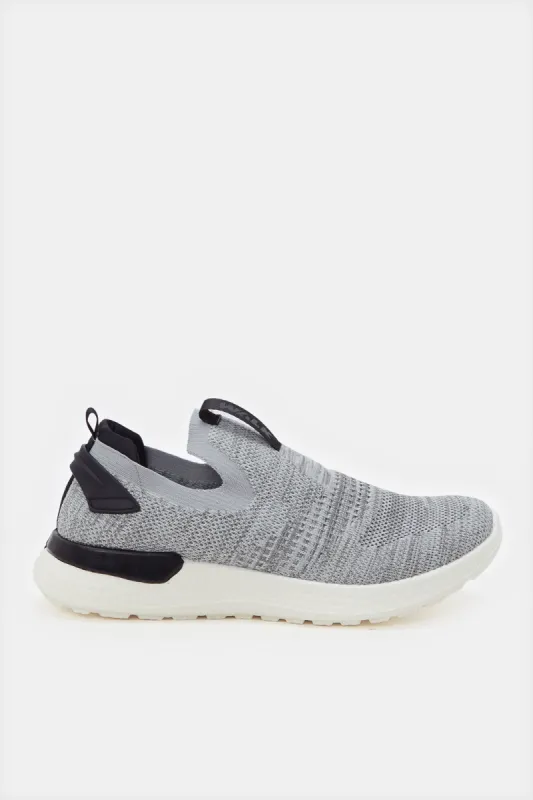 Men Grey Knitted Easy Slip-On Sneakers sold by Redtag