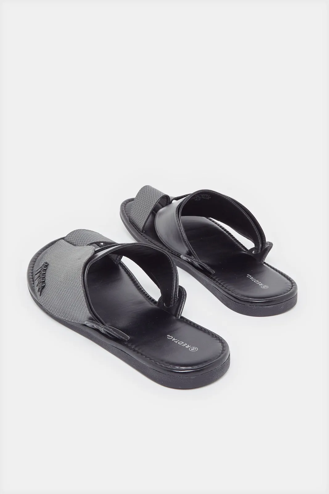Men Grey And Black Strap Traditional Sandals sold by Redtag product image thumbnail 3
