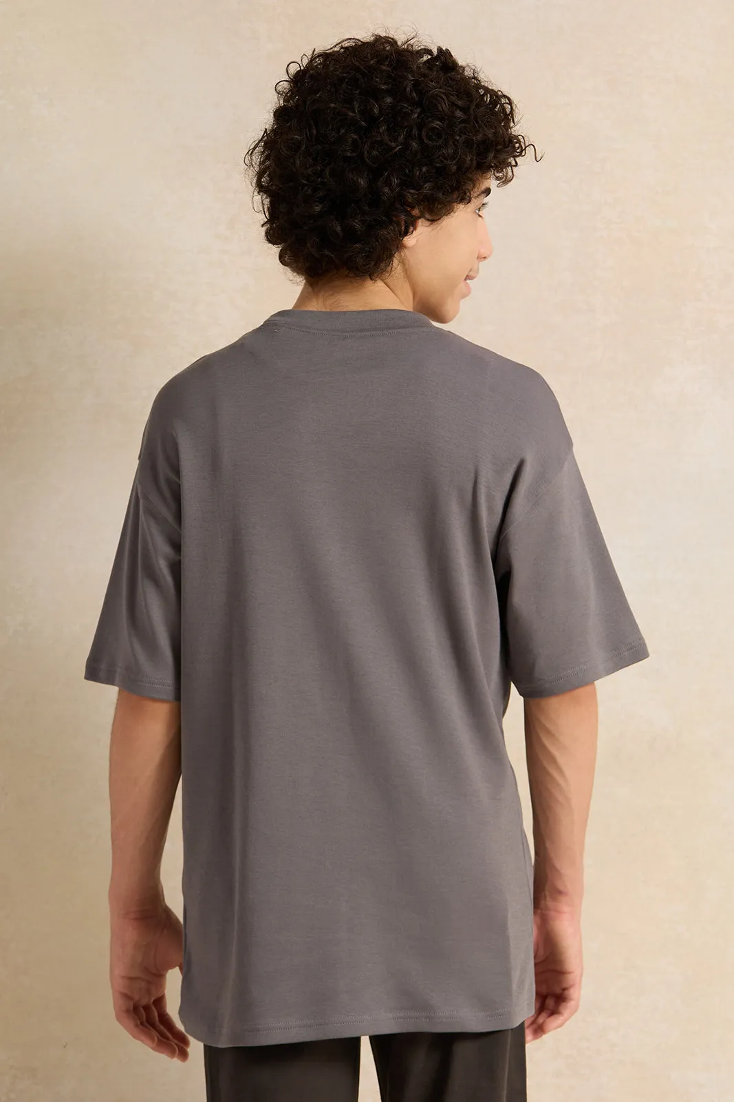 Senior Boys Grey Short Sleeve Oversize T-Shirt sold by Redtag product image thumbnail 3