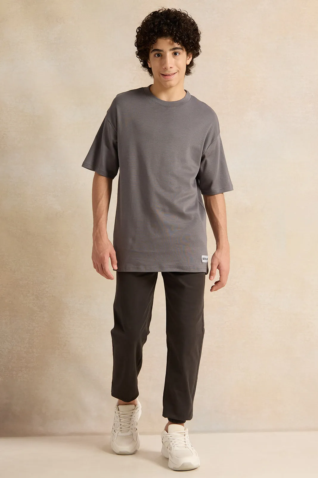 Senior Boys Grey Short Sleeve Oversize T-Shirt sold by Redtag product image thumbnail 2