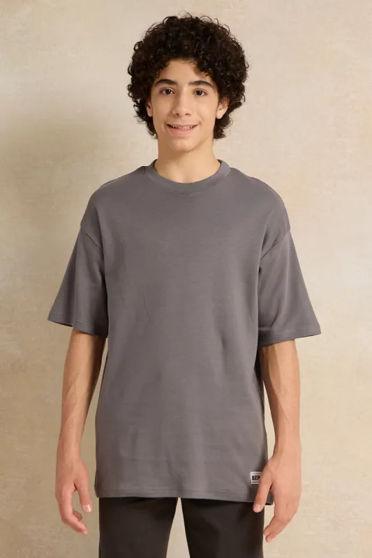 Senior Boys Grey Short Sleeve Oversize T-Shirt sold by Redtag