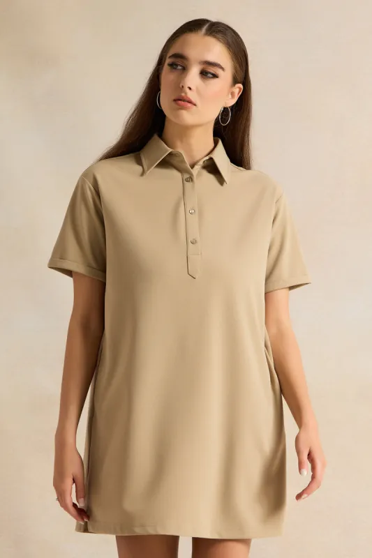 Women Beige Shirt Dress sold by Redtag