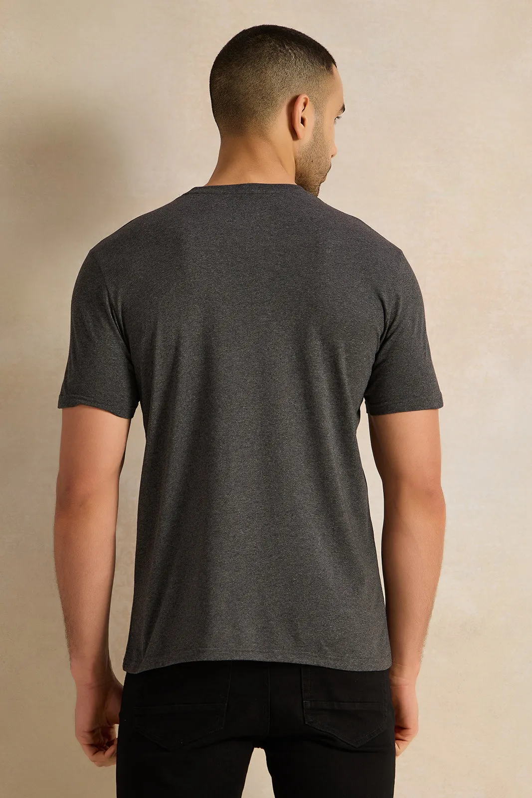 Men Charcoal Graphic T-Shirt sold by Redtag product image thumbnail 3