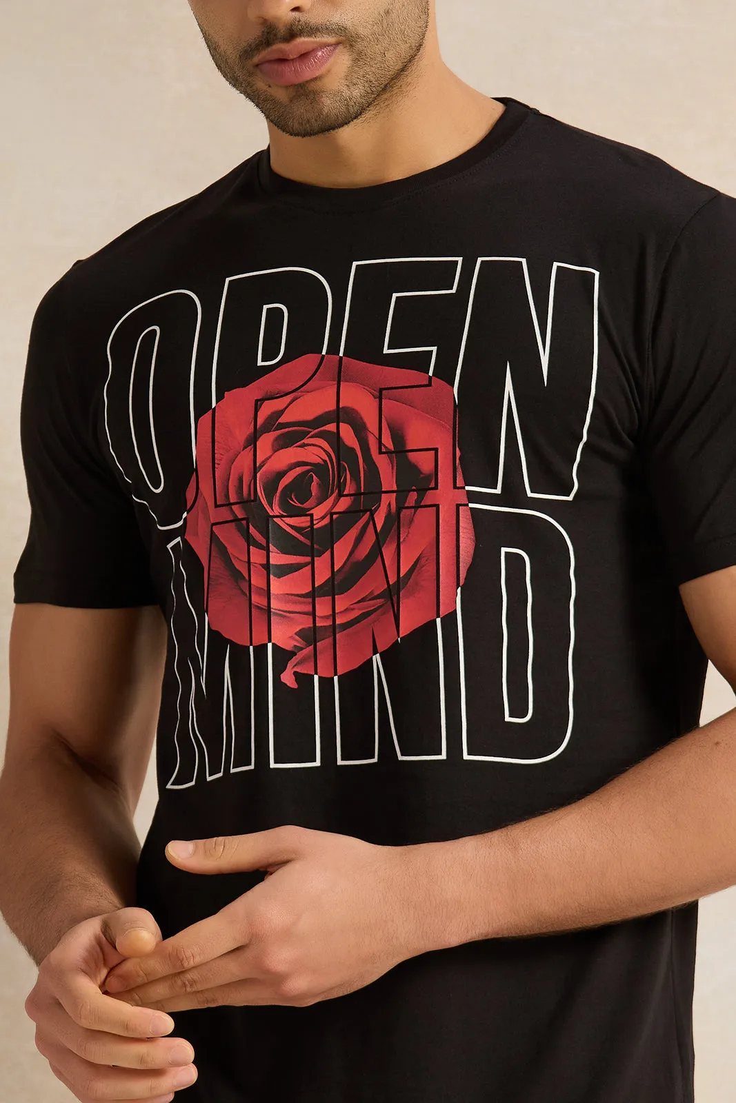 Men Black Graphic T-Shirt sold by Redtag product image thumbnail 4