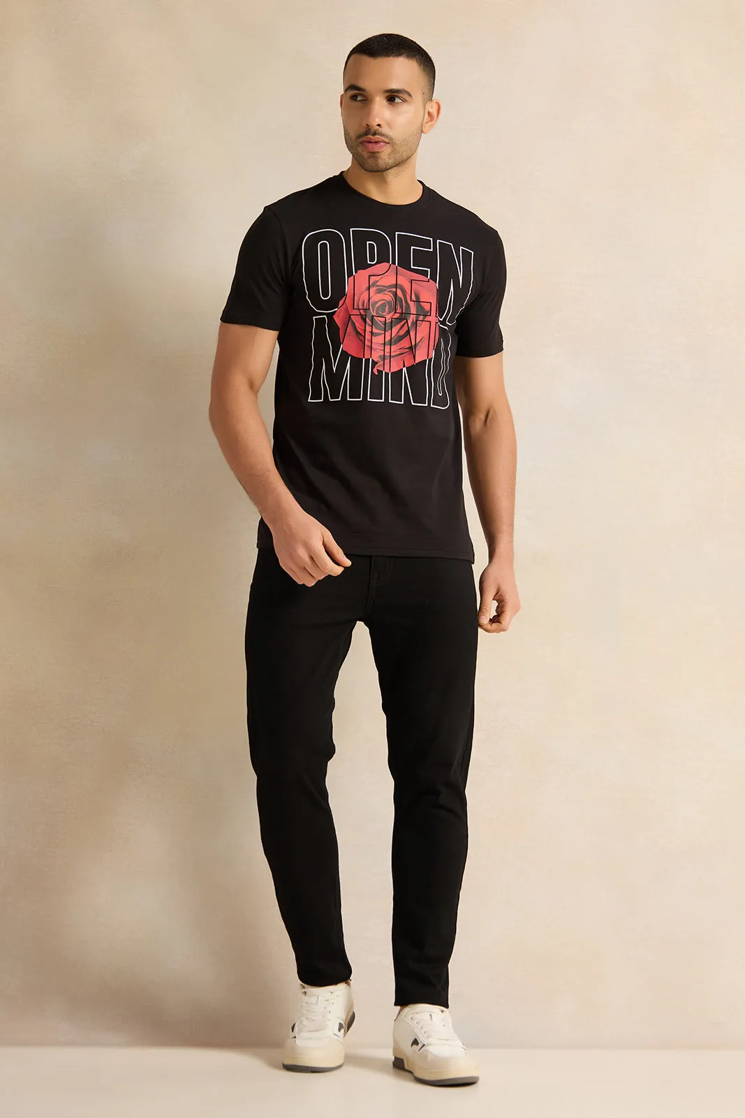 Men Black Graphic T-Shirt sold by Redtag product image thumbnail 2