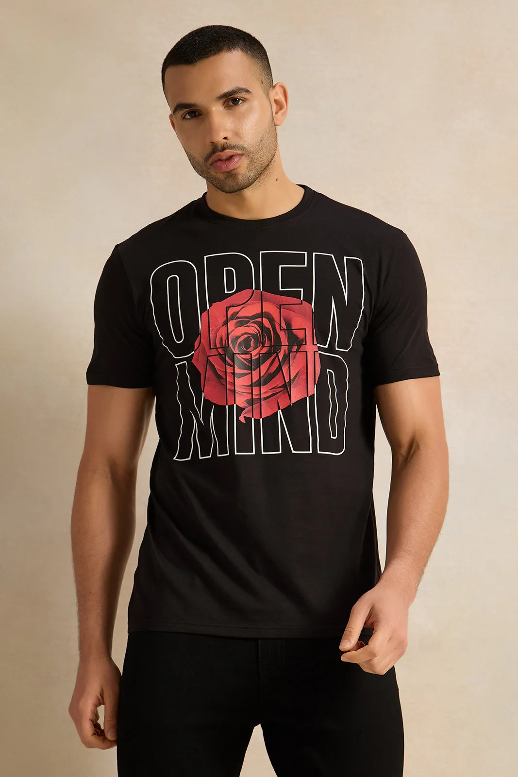 Men Black Graphic T-Shirt sold by Redtag