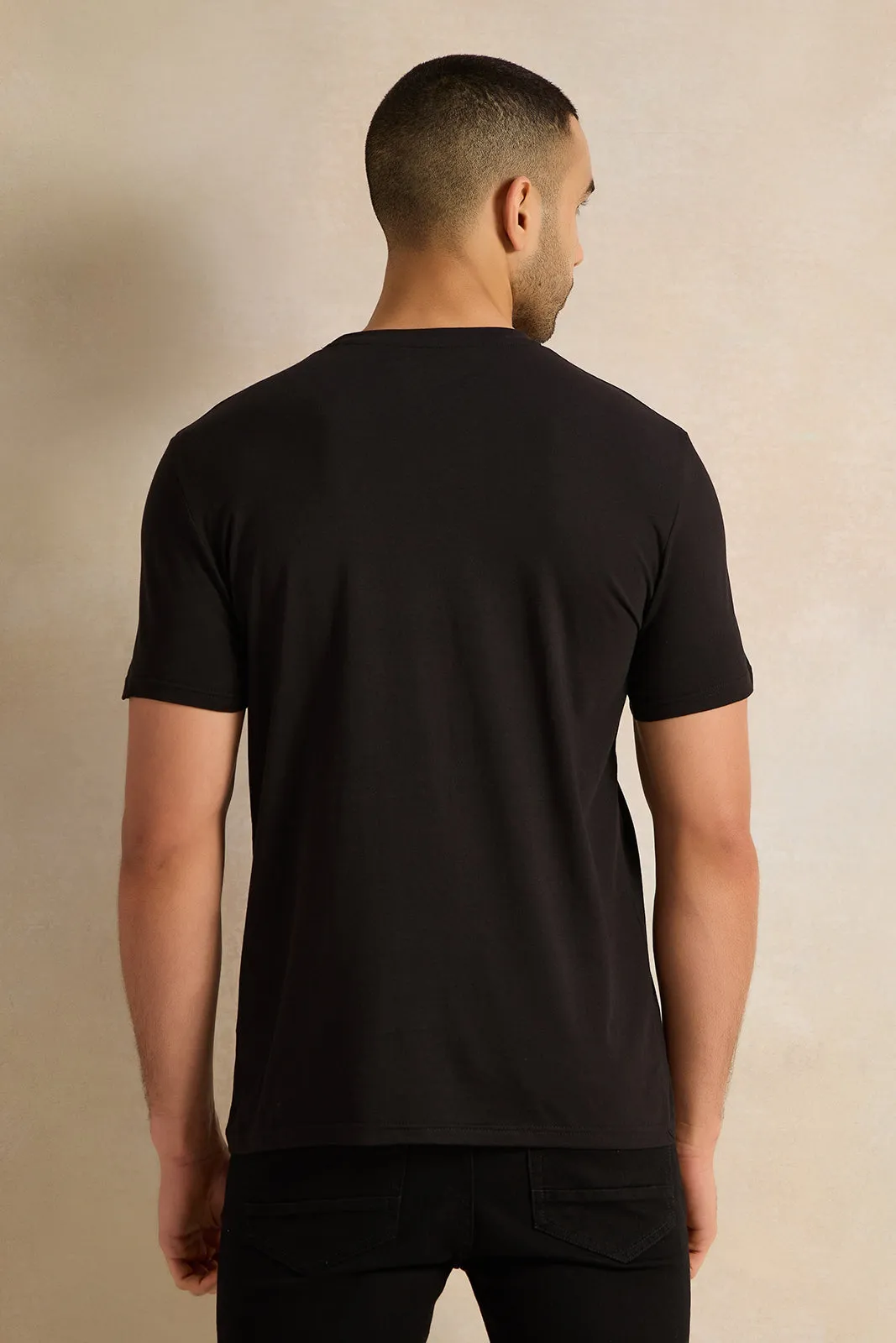 Men Black Graphic T-Shirt sold by Redtag product image thumbnail 3