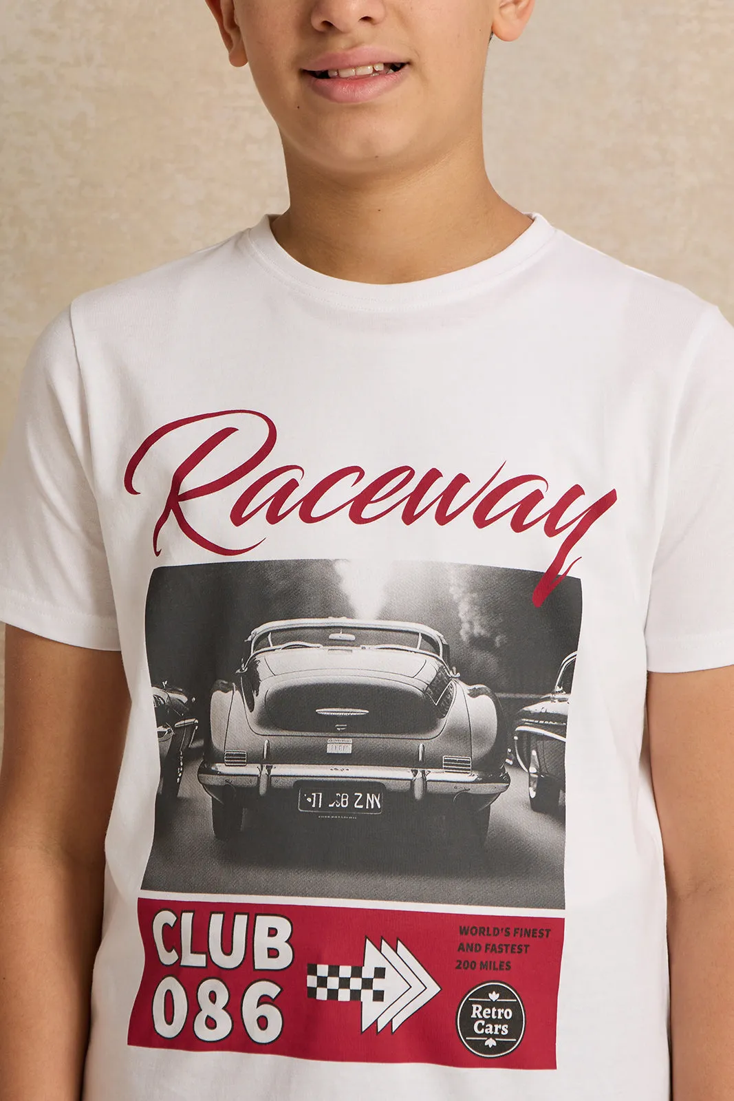 Senior Boys White Raceway Club T-Shirt sold by Redtag product image thumbnail 4