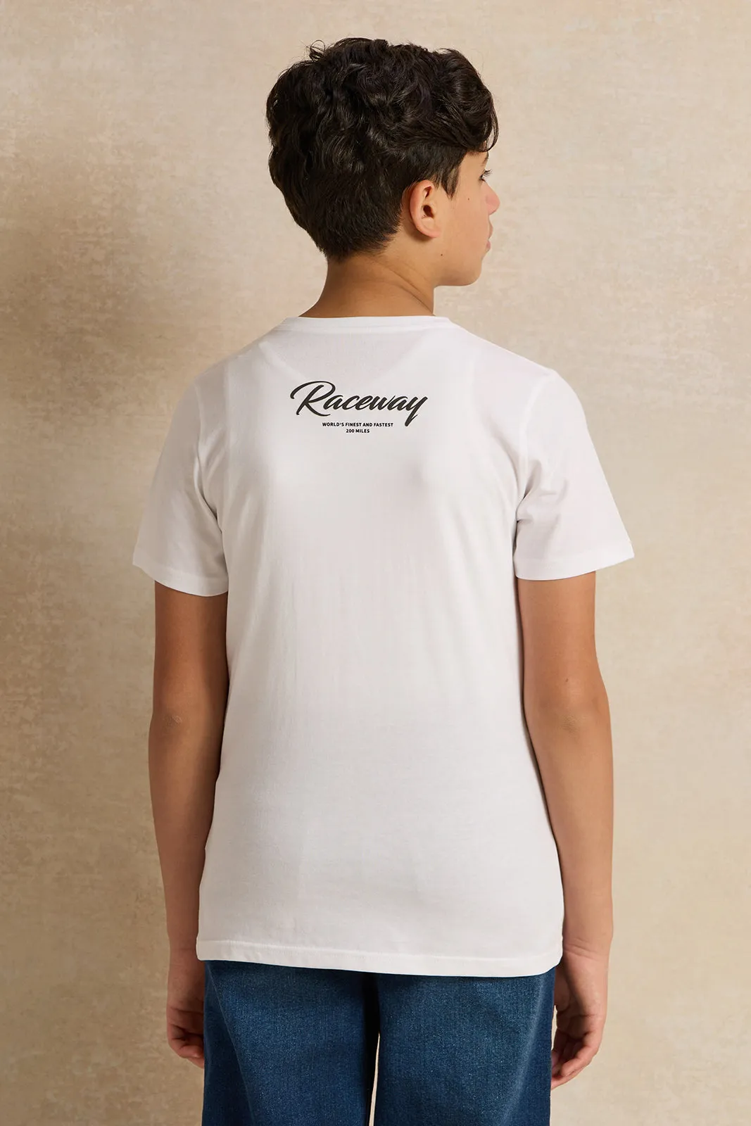 Senior Boys White Raceway Club T-Shirt sold by Redtag product image thumbnail 3