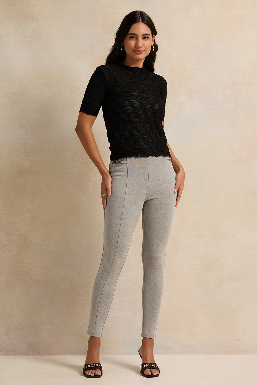 Women Grey Side Detailed Chain Leggings sold by Redtag product image thumbnail 2