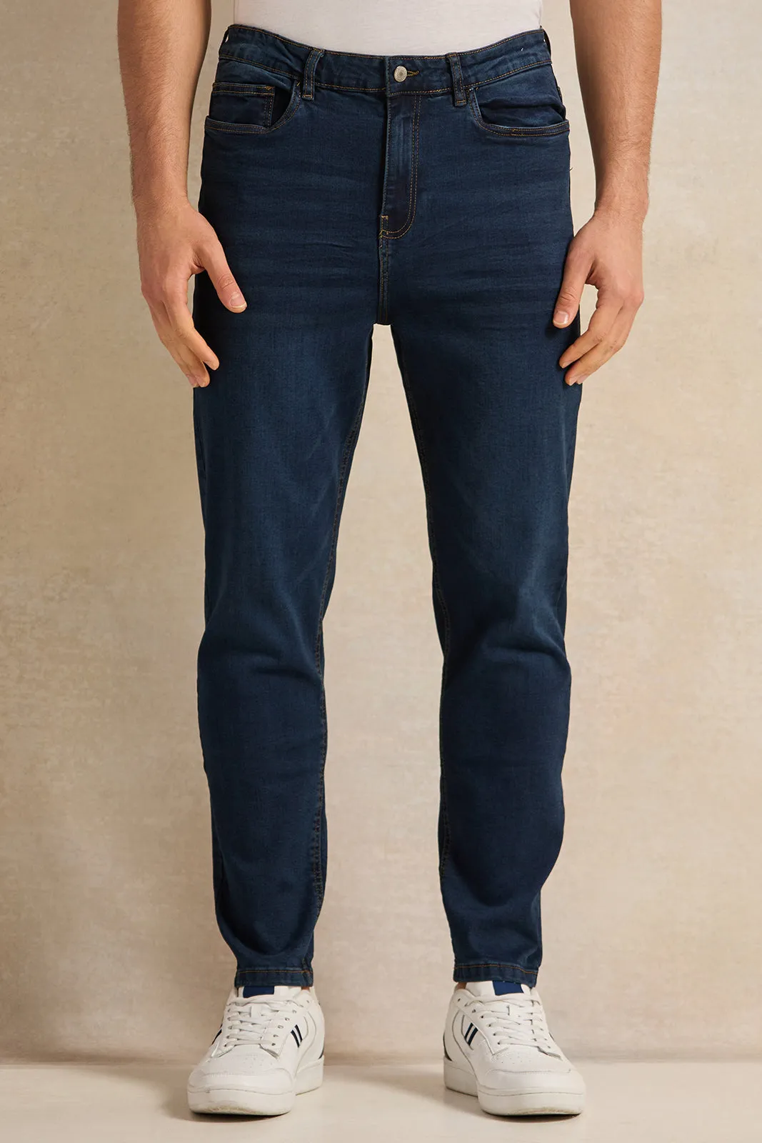 Men Navy Straight Fit Denim Jeans sold by Redtag