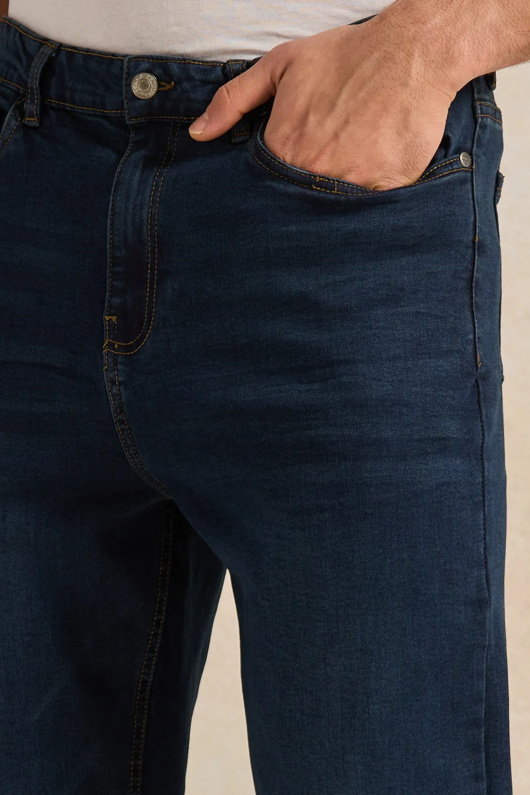 Men Navy Straight Fit Denim Jeans sold by Redtag product image thumbnail 4