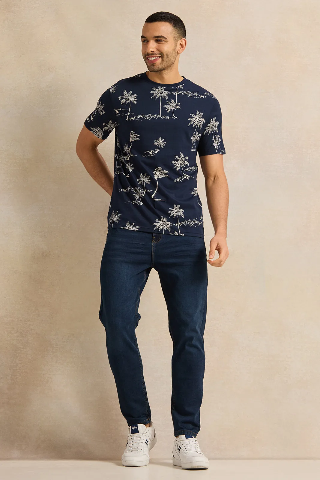 Men Navy Straight Fit Denim Jeans sold by Redtag product image thumbnail 2