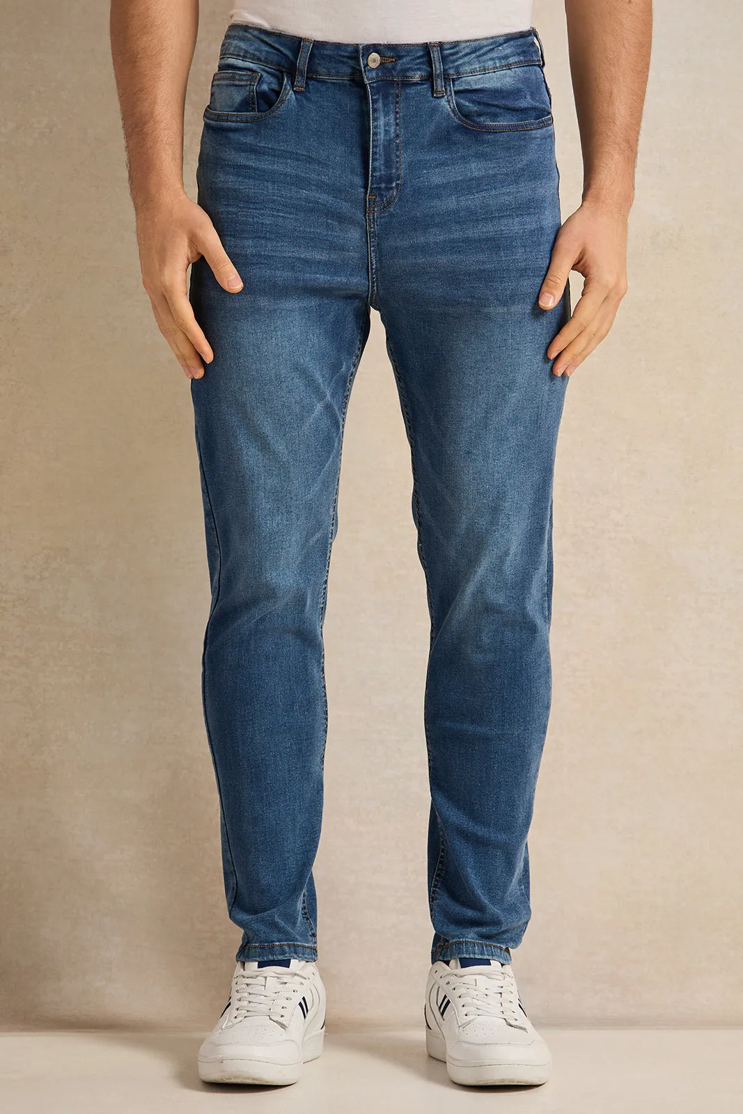 Men Navy Straight Fit Denim Jeans sold by Redtag