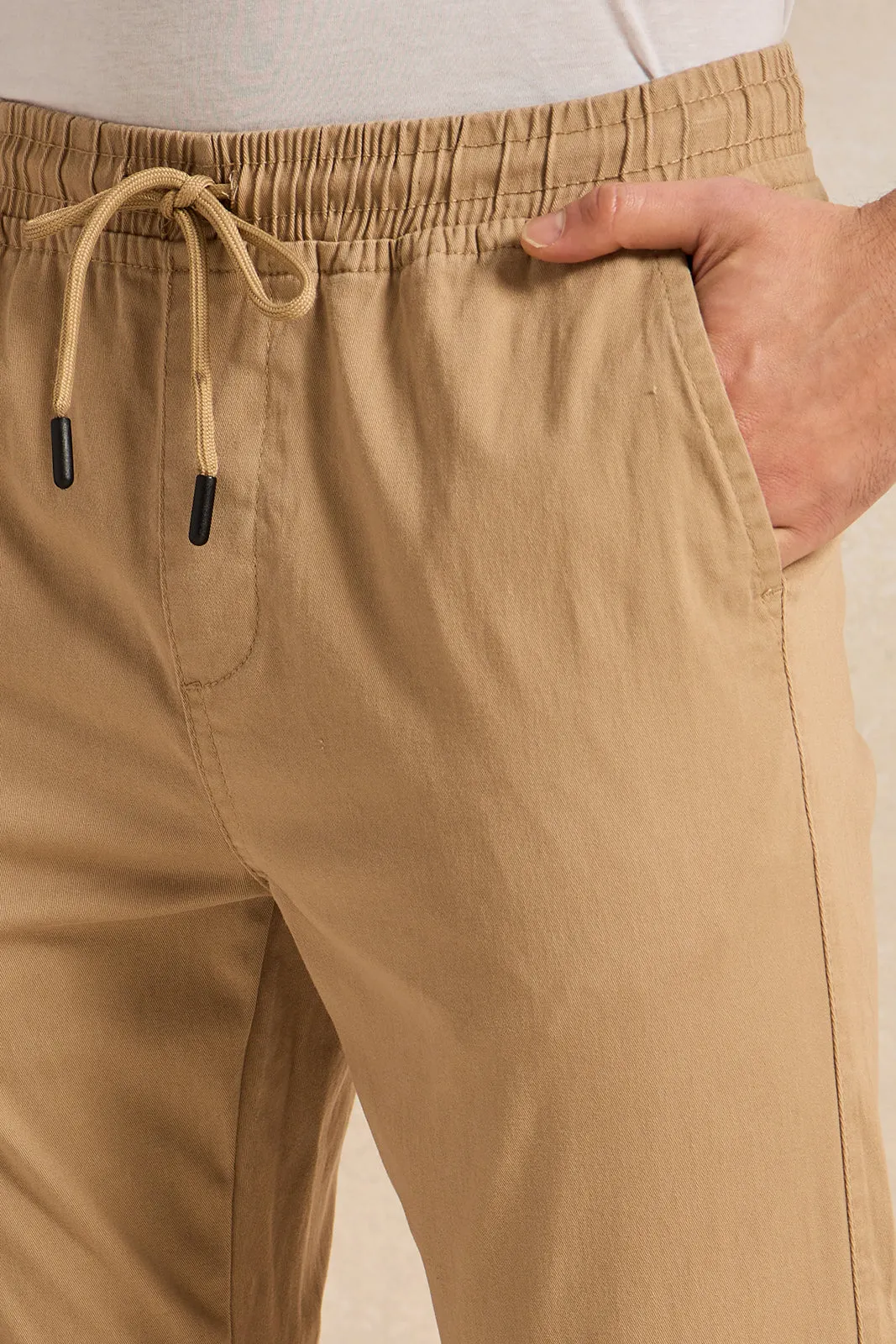 Men Beige Solid Joggers sold by Redtag product image thumbnail 4