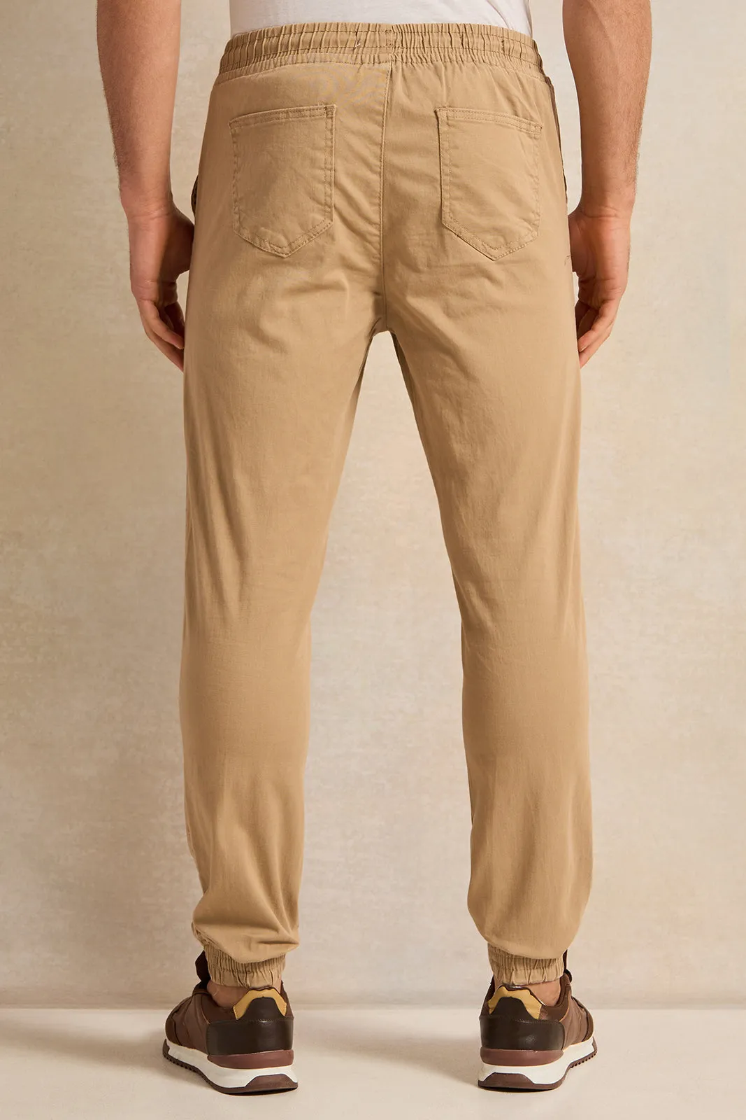 Men Beige Solid Joggers sold by Redtag product image thumbnail 3