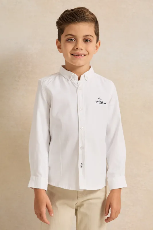 Boys White Long Sleeve Oxford Shirt sold by Redtag