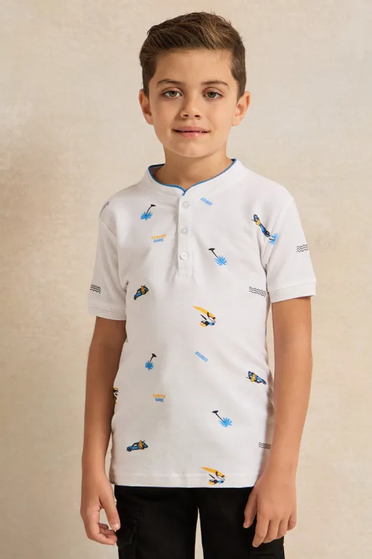 Boys White Polo T-Shirt sold by Redtag