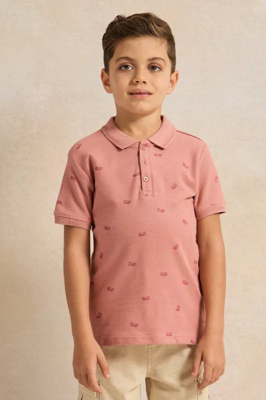 Boys Pink Polo T-Shirt sold by Redtag